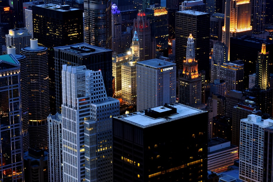 Technology sector — aerial view of modern buildings